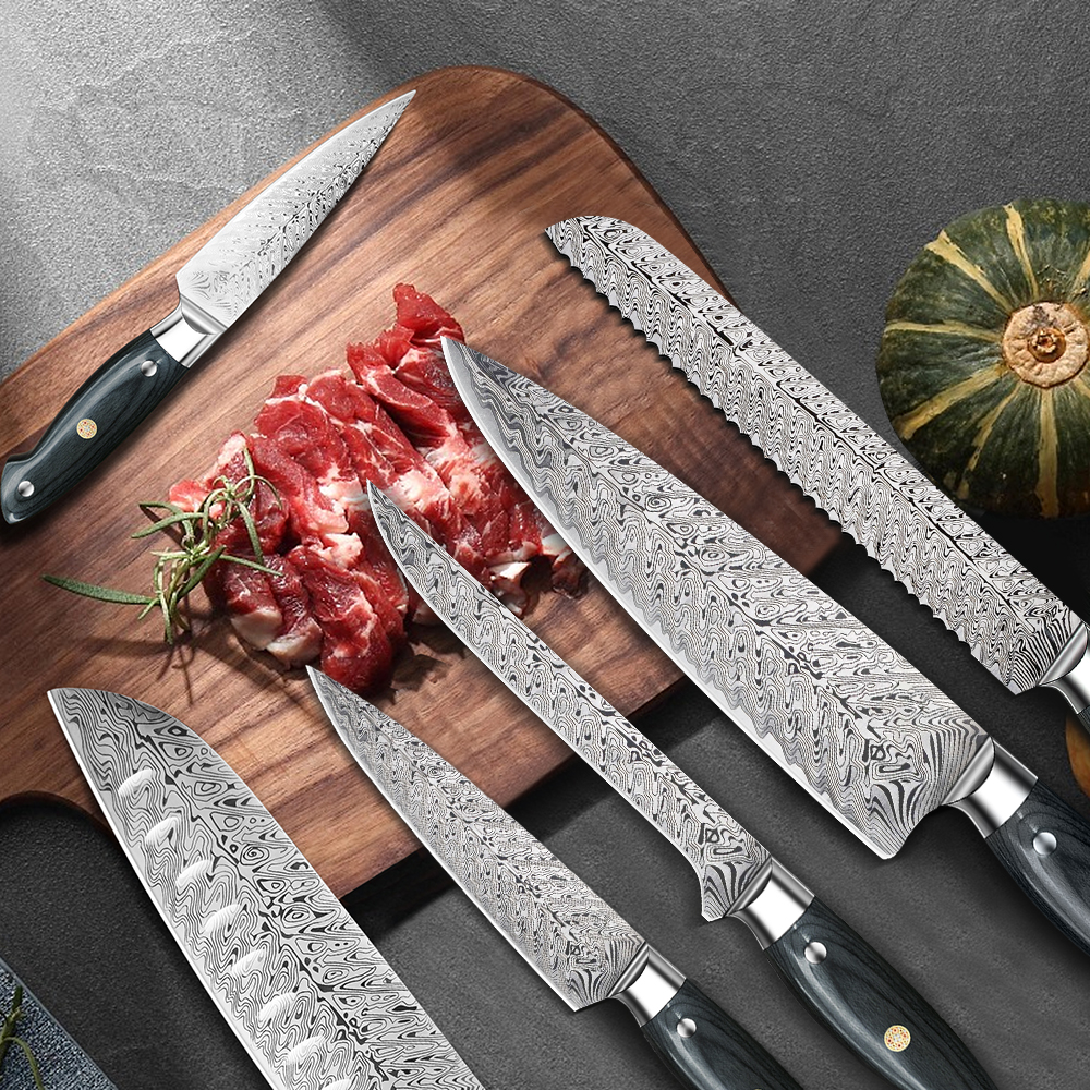 Dnifo Kitchen Utility Knife 5 inch, Damascus Steel Kitchen Knives -Super Sharp Ultimate All-Purpose Knife for Slicing, Mincing, Chopping - Non-Stick